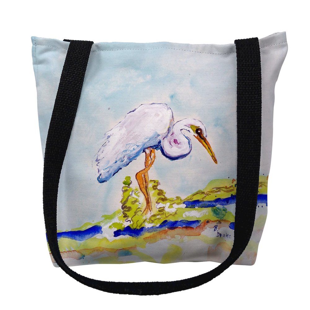 Betsy's Egret Large Tote Bag 18x18. Picture 1