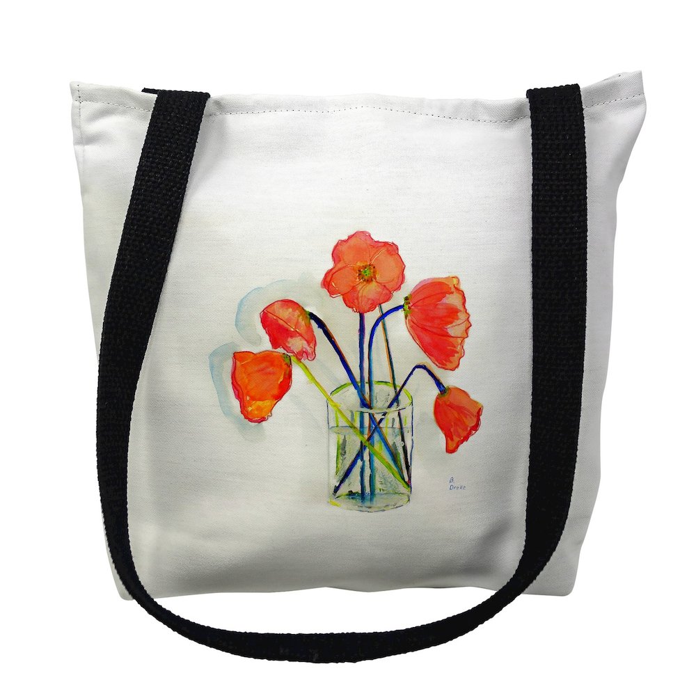 Poppies in Vase Large Tote Bag 18x18. Picture 1