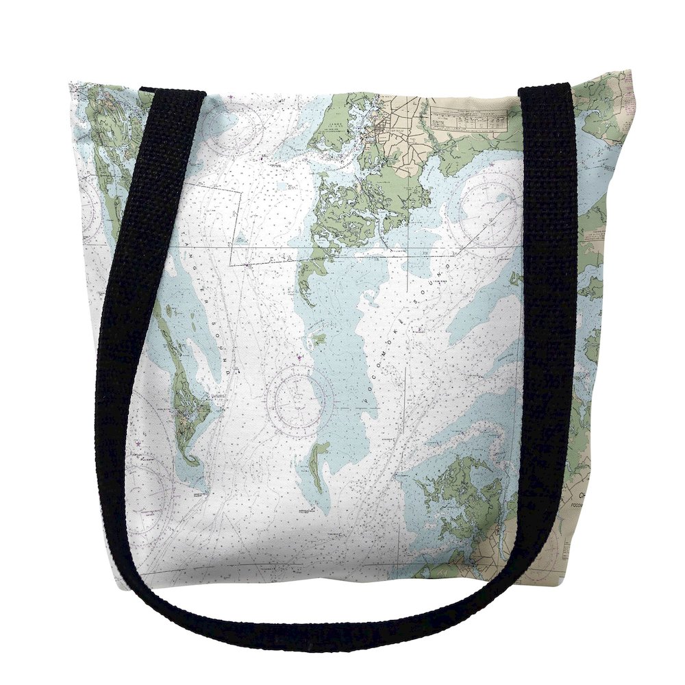 Pocomoke and Tangier Sounds, VA Nautical Map Medium Tote Bag 16x16. Picture 1