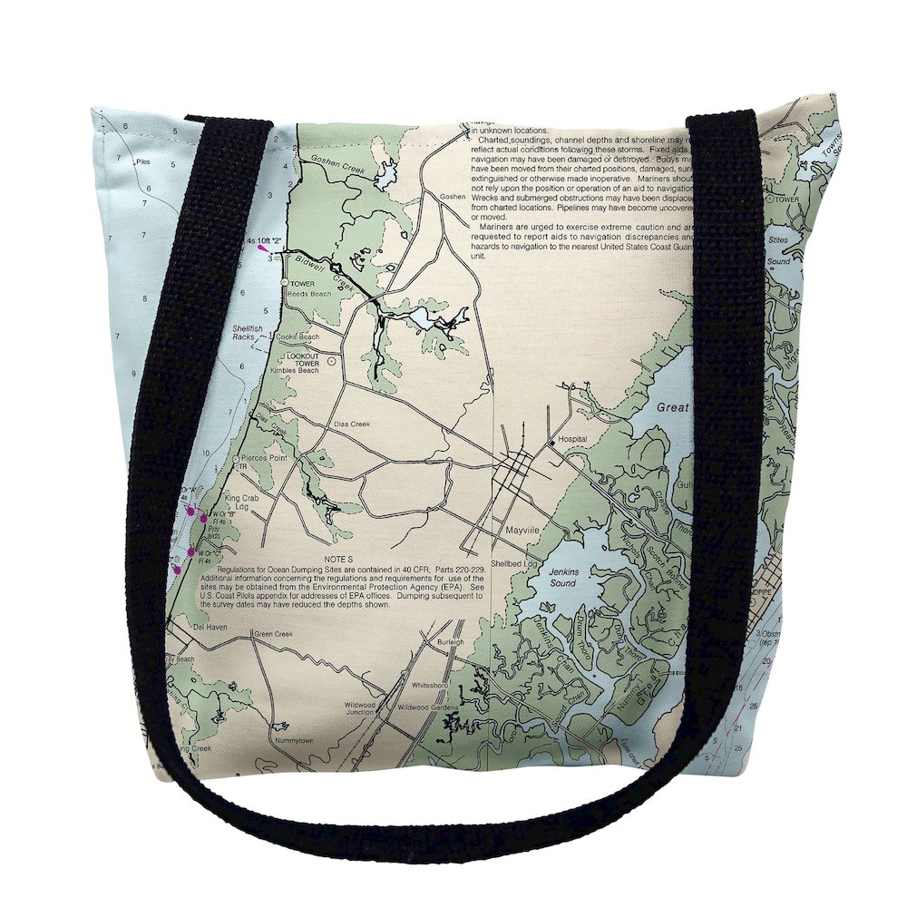 Cape May Peninsula, NJ Nautical Map Medium Tote Bag 16x16. Picture 1