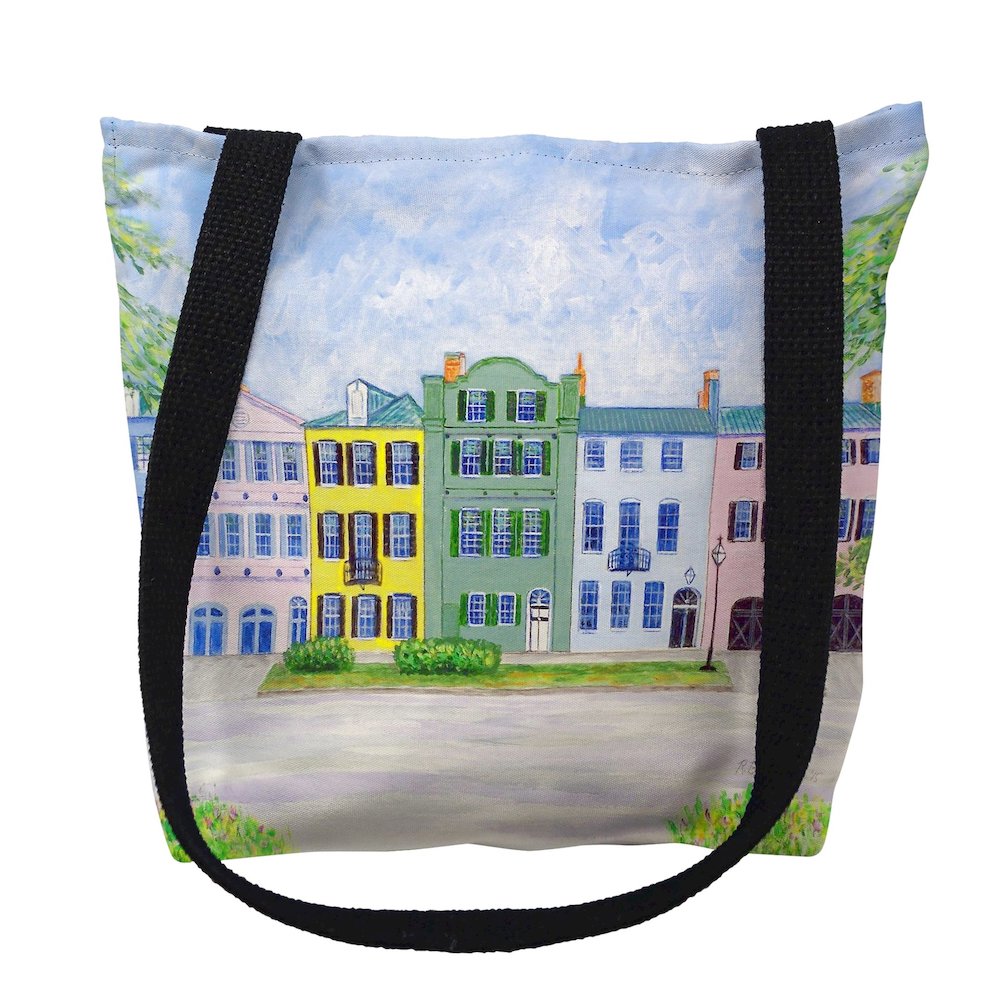 Rainbow Row Medium Tote Bag 16x16. Picture 1