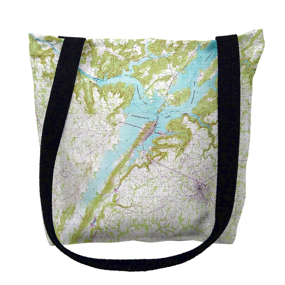 Lake Guntersville, AL Nautical Map Medium Tote Bag 16x16. Picture 1