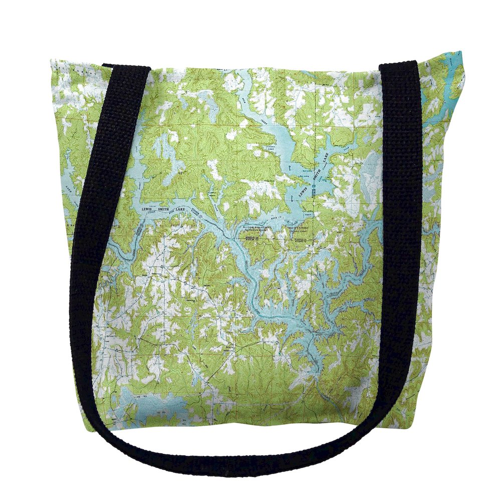 Lewis Smith Lake, AL Nautical Map Medium Tote Bag 16x16. Picture 1