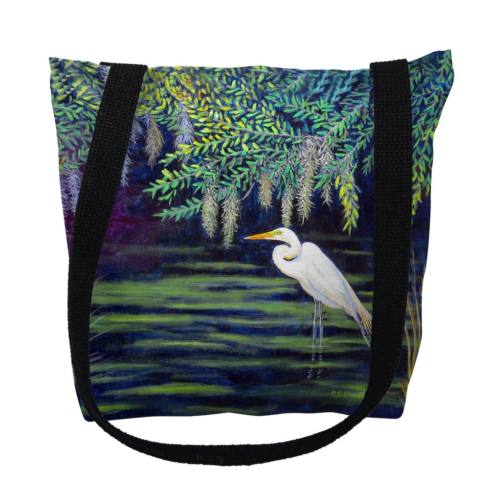 Egret Lagoon Small Tote Bag 13x13. Picture 1
