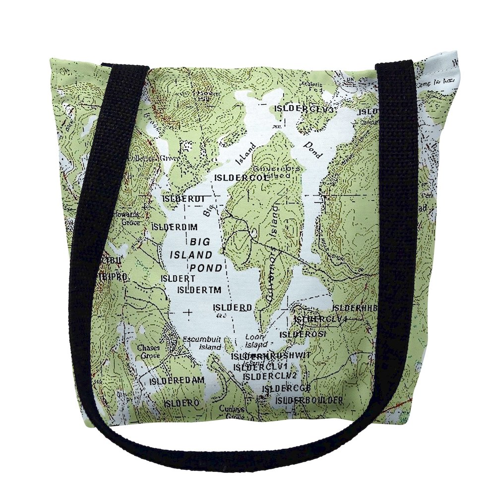 Big Island Pond, NH Nautical Map Medium Tote Bag 16x16. Picture 1