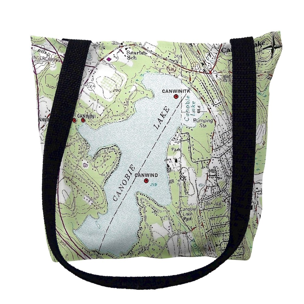 Canobie Lake, NH Nautical Map Medium Tote Bag 16x16. Picture 1