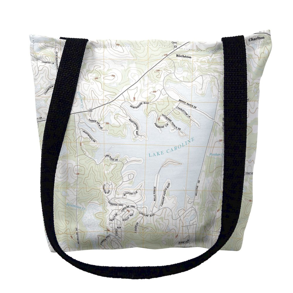 Lake Caroline, MS Nautical Map Medium Tote Bag 16x16. Picture 1