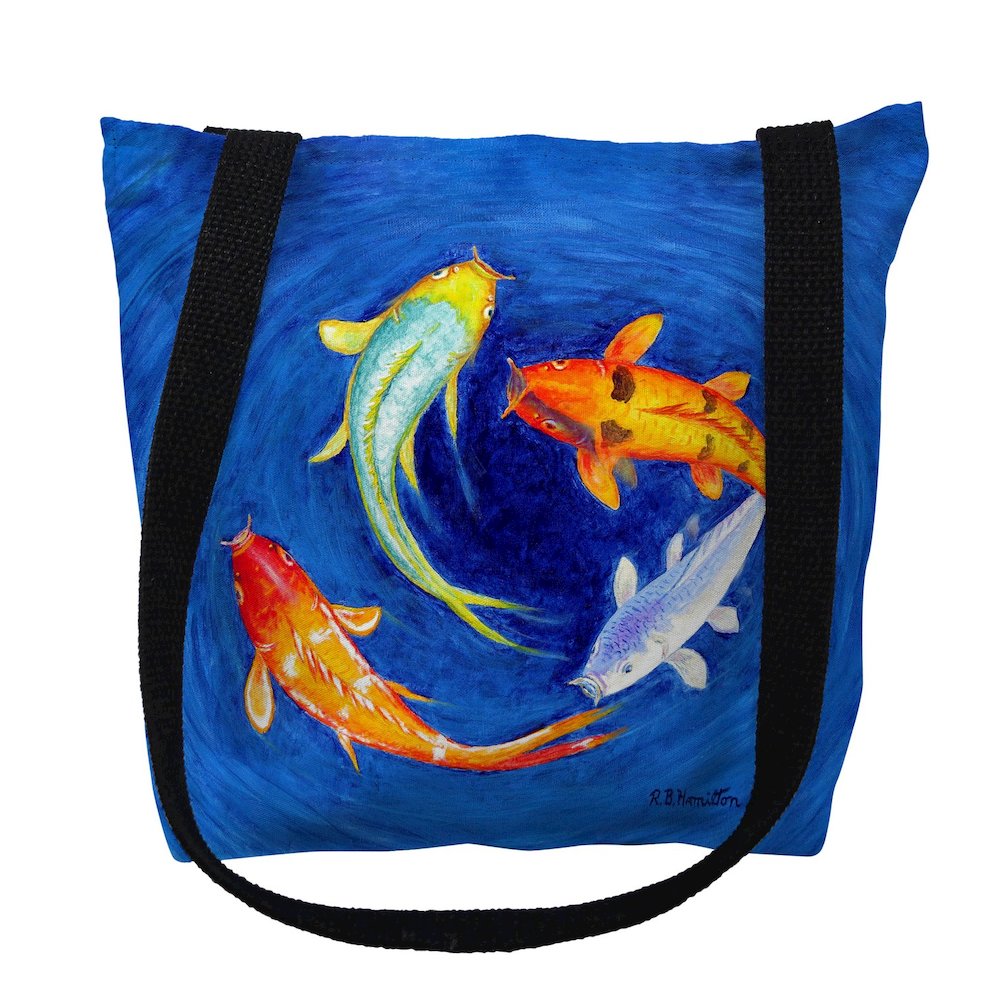 Swirling Koi Large Tote Bag 18x18. Picture 1
