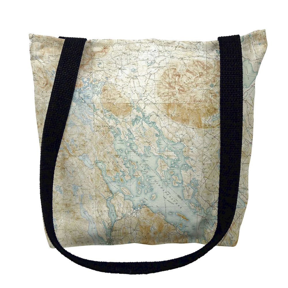 Winnipesaukee, NH Nautical Map Medium Tote Bag 16x16. Picture 1