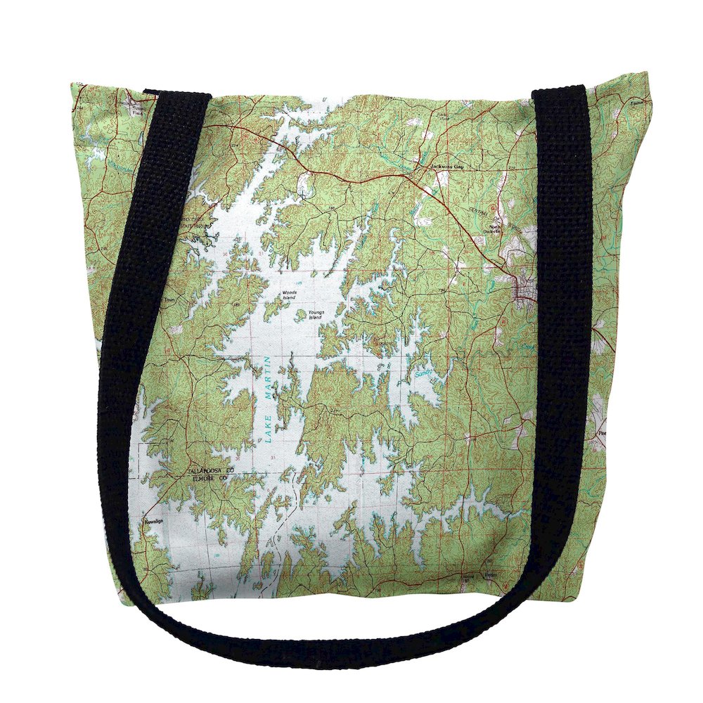 Lake Martin, AL Nautical Map Medium Tote Bag 16x16. Picture 1