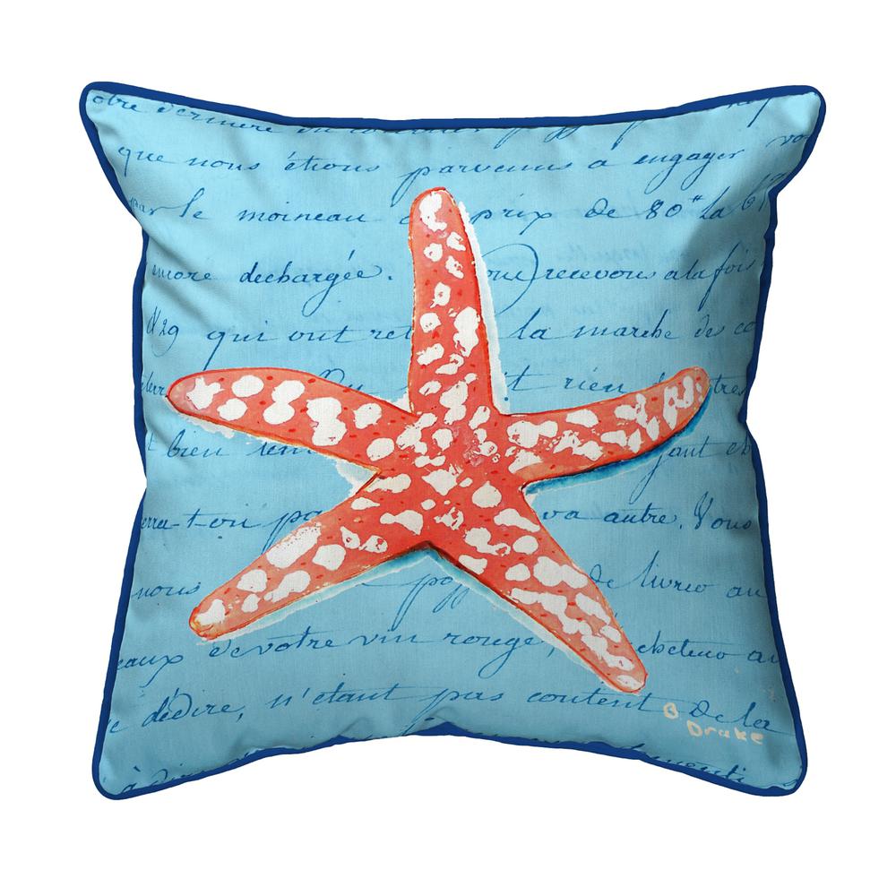 Coral Starfish Blue Extra Large Zippered Pillow 22x22. Picture 1