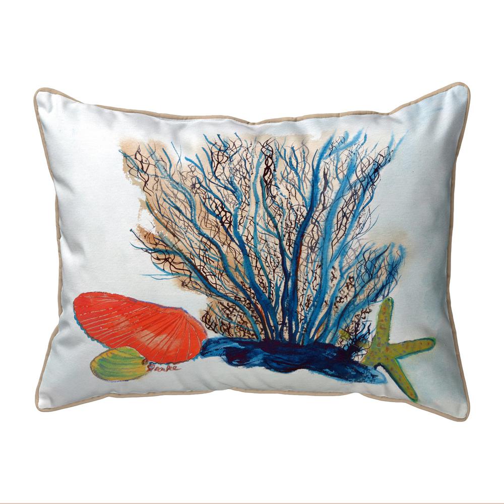 Coral & Shells Extra Large Corded Indoor/Outdoor Pillow 20x24. Picture 1