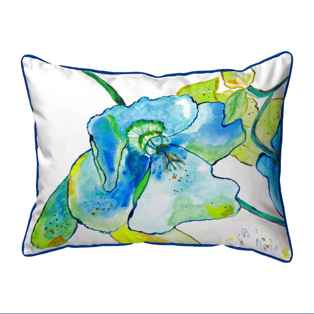 Blue Hibiscus Extra Large Zippered Indoor/Outdoor Pillow 20x24. Picture 1