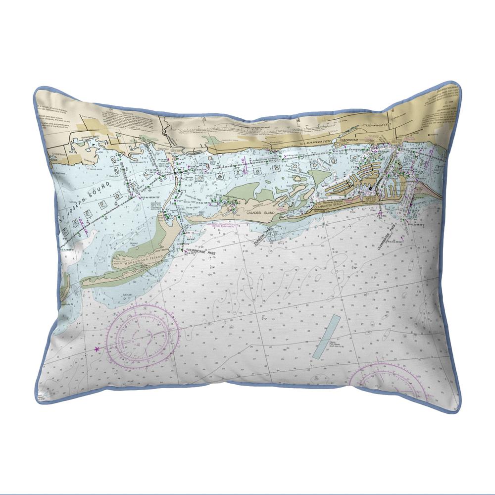 Clearwater Harbor, FL Nautical Map Extra Large Zippered Indoor/Outdoor Pillow 20x24. Picture 1