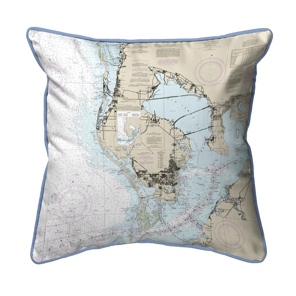 Tampa Bay, FL Nautical Map Extra Large Zippered Indoor/Outdoor Pillow 22x22. Picture 1
