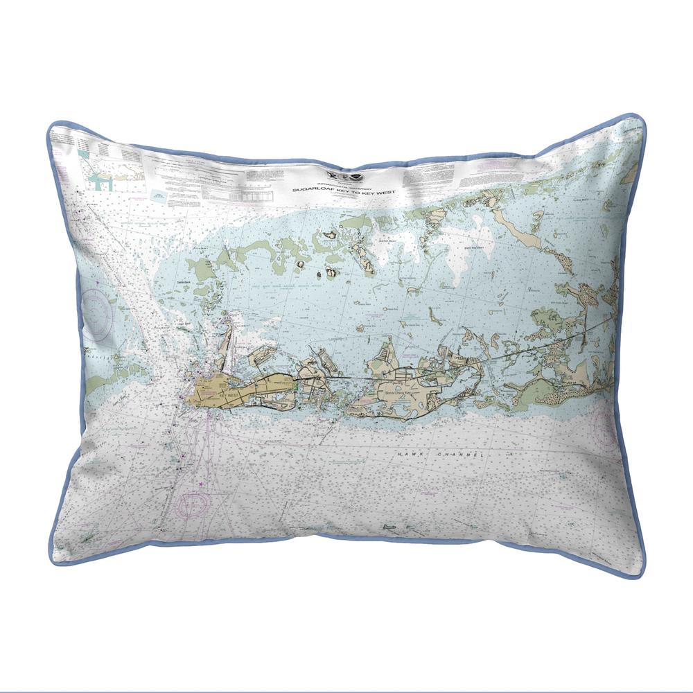 Sugarloaf Key to Key West, FL Nautical Map Extra Large Zippered Indoor/Outdoor Pillow 20x24. Picture 1