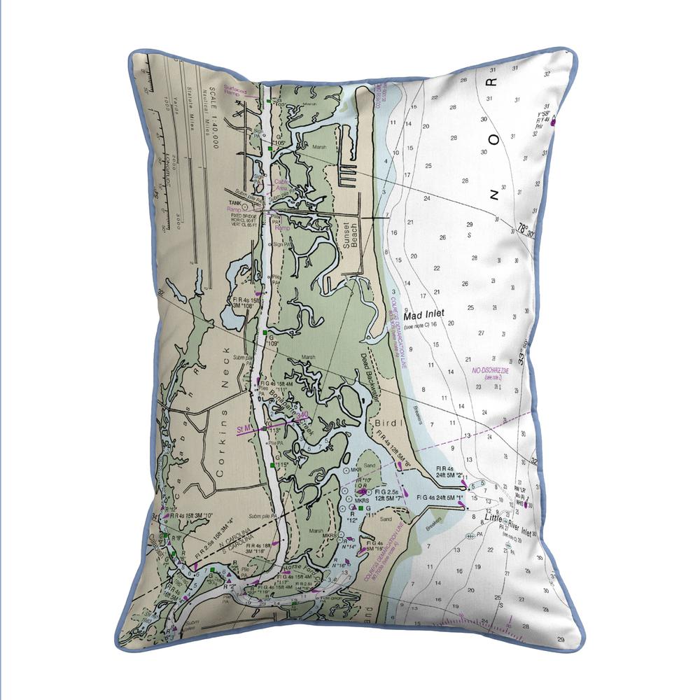 Sunset Beach, NC Nautical Map Extra Large Zippered Indoor/Outdoor Pillow 20x24. Picture 1