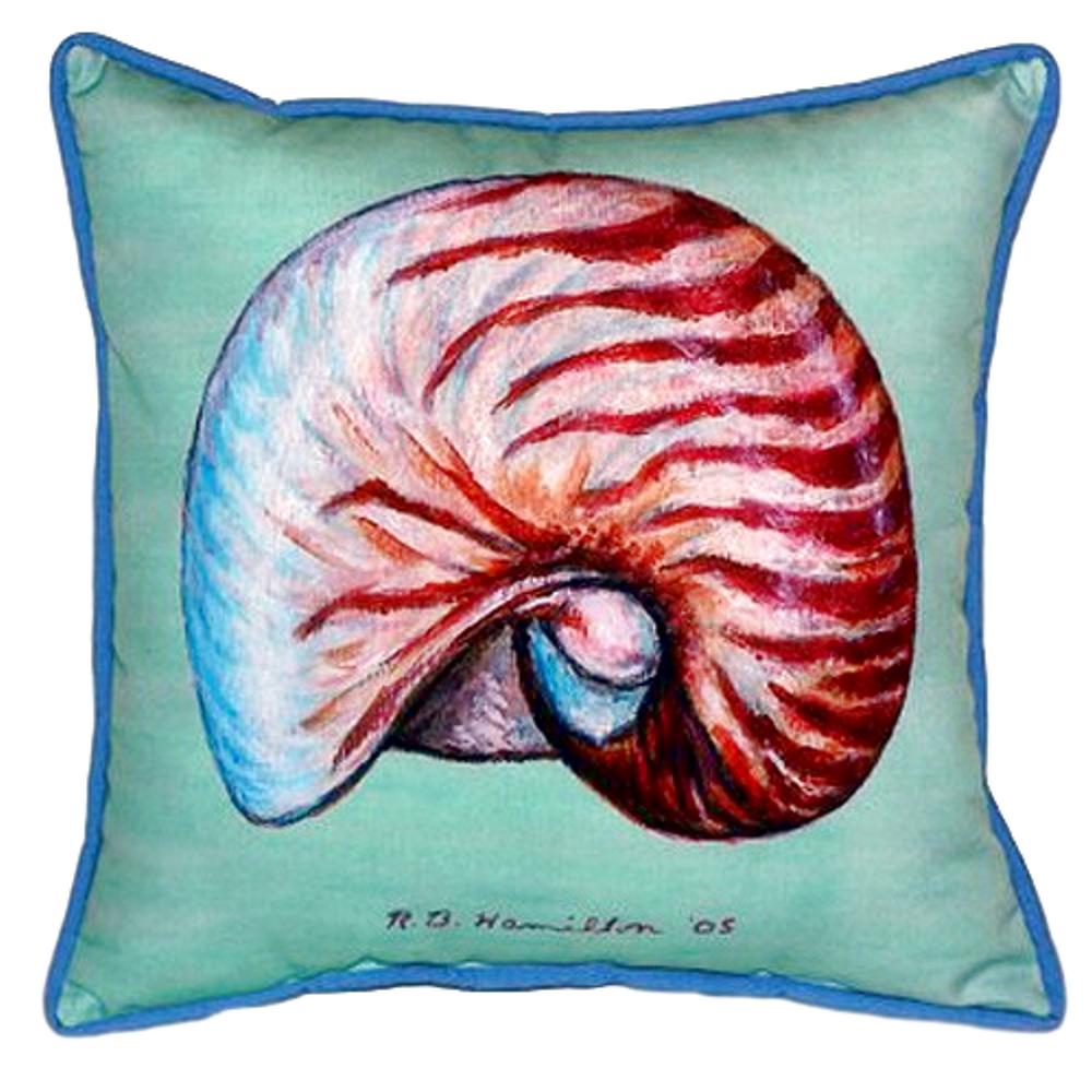 Nautilus Shell - Teal Extra Large Zippered Pillow 22x22. Picture 1