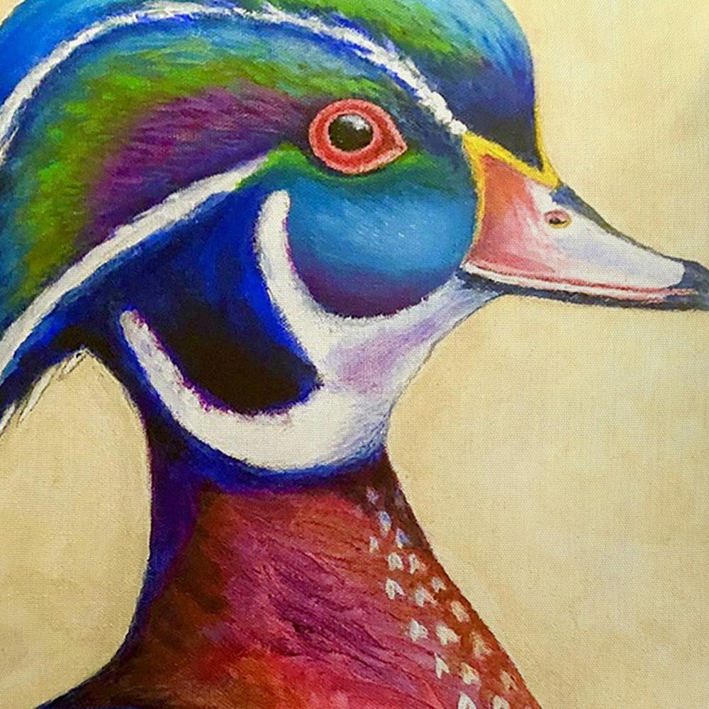 Mr. Wood Duck Extra Large Zippered Indoor/Outdoor Pillow 22x22. Picture 3