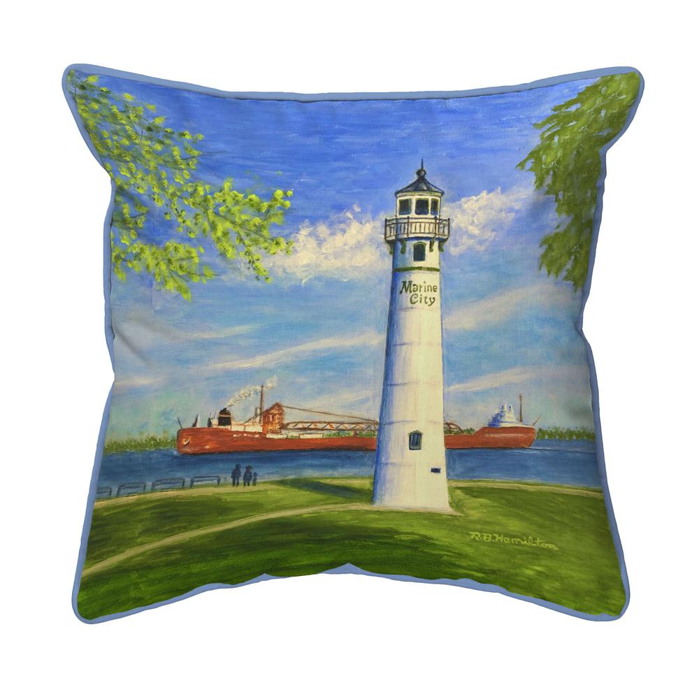 Marine City Lighthouse, MI Extra Large Zippered Pillow 22x22. Picture 1
