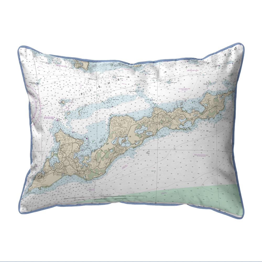 Fishers Island, RI Nautical Map Extra Large Zippered Indoor/Outdoor Pillow 20x24. Picture 1