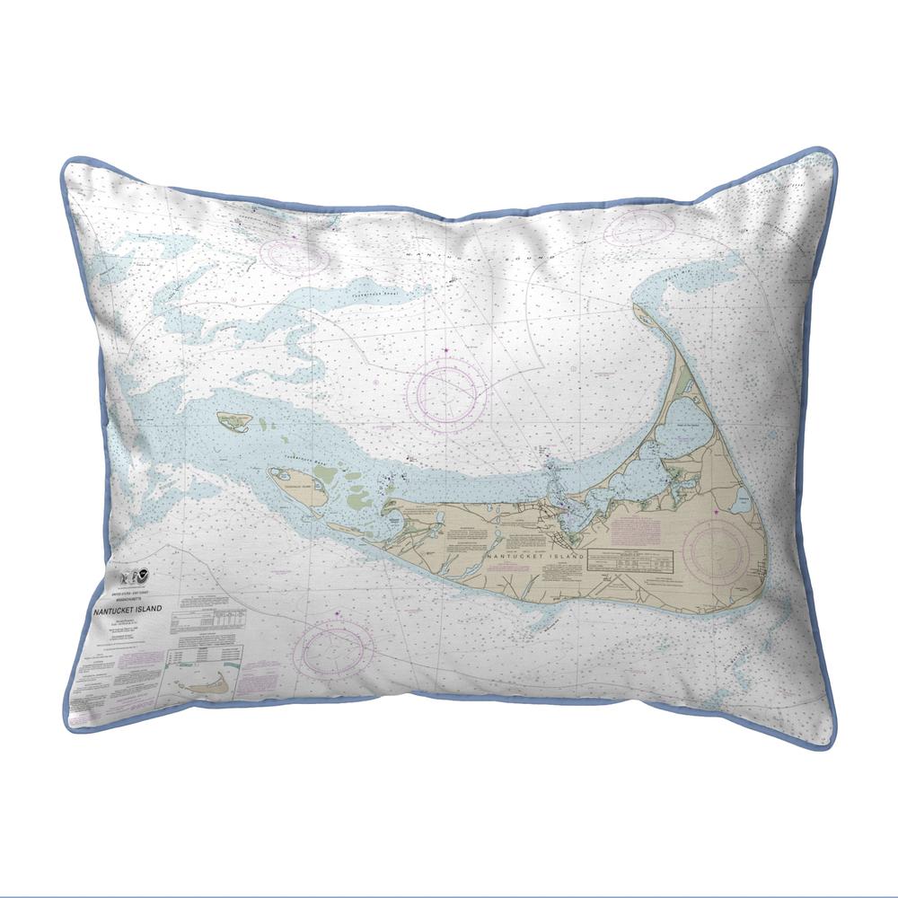 Nantucket Island, MA Nautical Map Extra Large Zippered Indoor/Outdoor Pillow 20x24. Picture 1