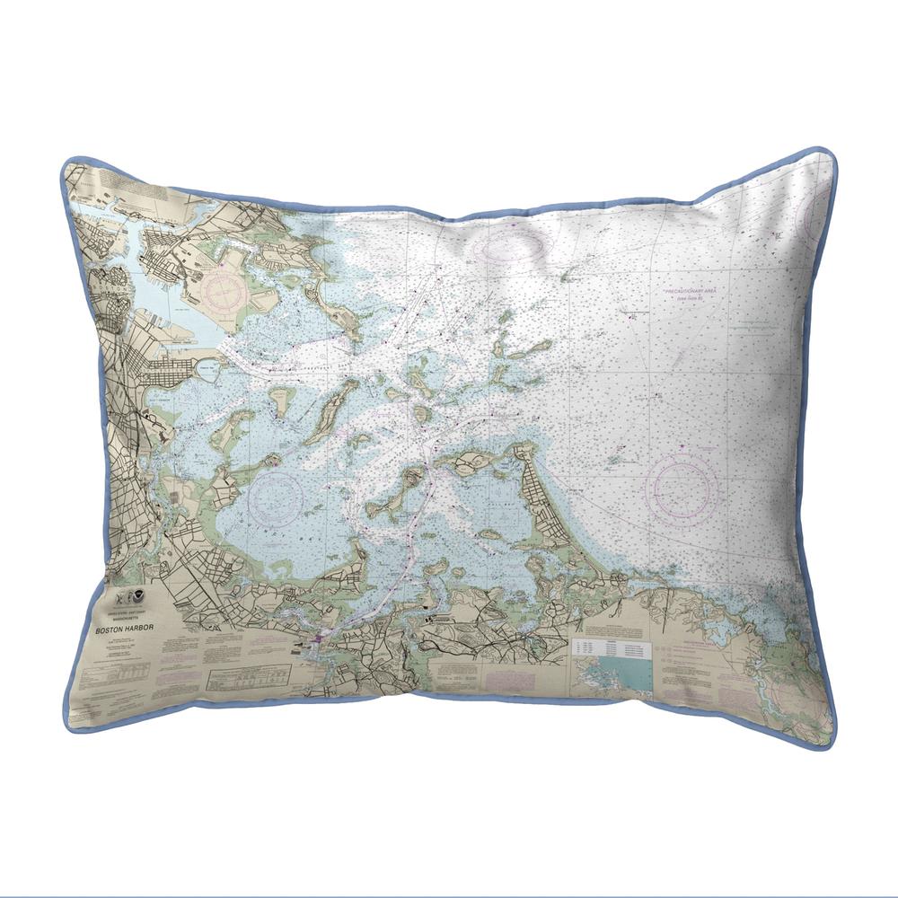 Boston Harbor, MA Nautical Map Extra Large Zippered Indoor/Outdoor Pillow 20x24. Picture 1