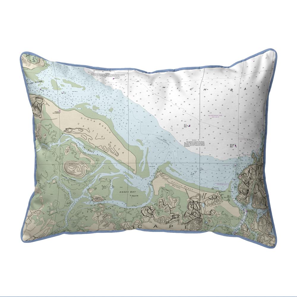Essex Bay and Essex River, MA Nautical Map Extra Large Zippered Indoor/Outdoor Pillow 20x24. Picture 1