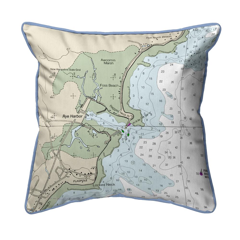 Rye Harbor, NH Nautical Map Extra Large Zippered Indoor/Outdoor Pillow 22x22. Picture 1