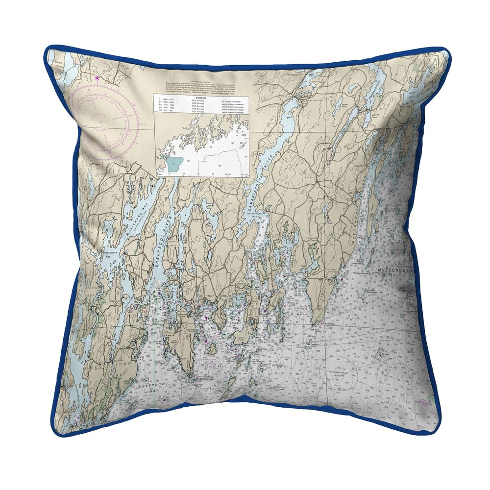 Southport - Pemaquid, ME Nautical Map Extra Large Zippered Indoor/Outdoor Pillow 22x22. Picture 1