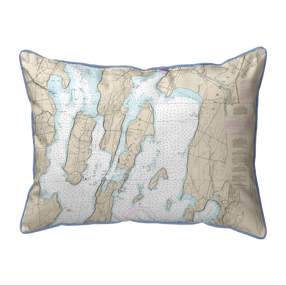 North Hero Island #2, VT Nautical Map Extra Large Zippered Indoor/Outdoor Pillow 20x24. Picture 1