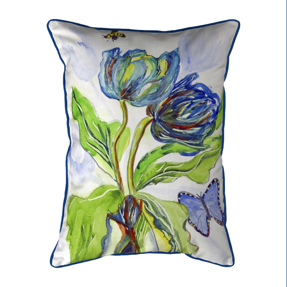 Tulips & Morpho Extra Large Zippered Pillow 20x24. Picture 1