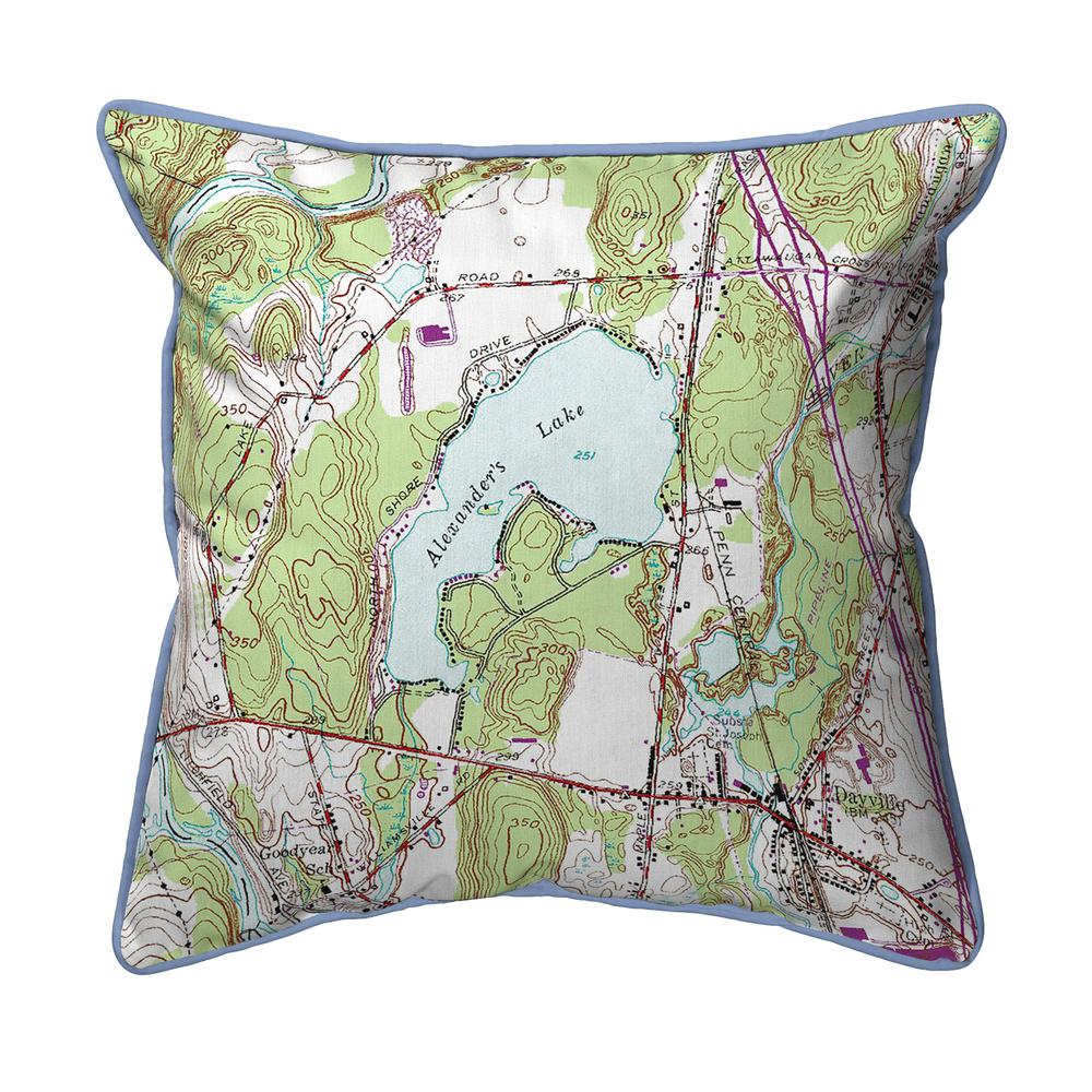 Alexander's Lake, CT Nautical Map Extra Large Zippered Indoor/Outdoor Pillow 22x22. Picture 1