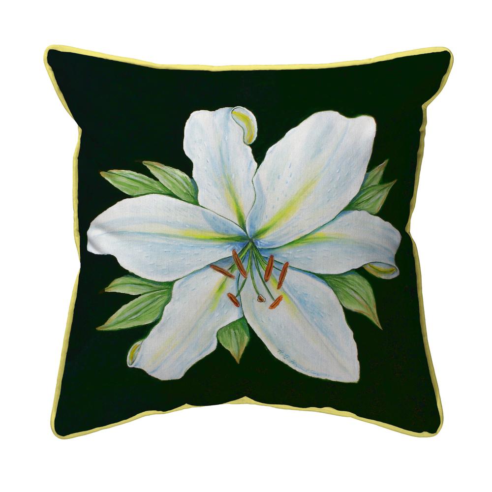 Casablanca Lily - Black Background Extra Large Zippered Indoor/Outdoor Pillow 22x22. Picture 1