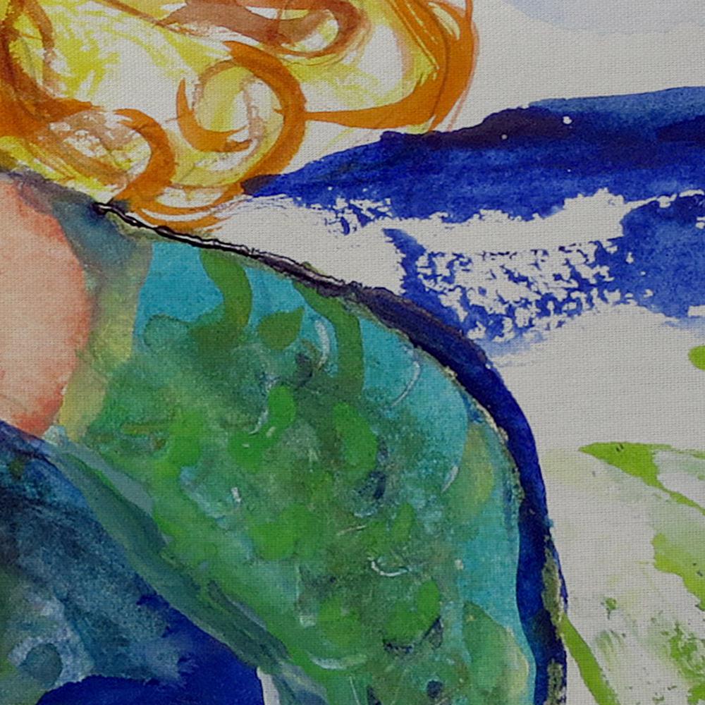 Mermaid on Rock  Indoor/Outdoor Extra Large Pillow 20x24. Picture 3