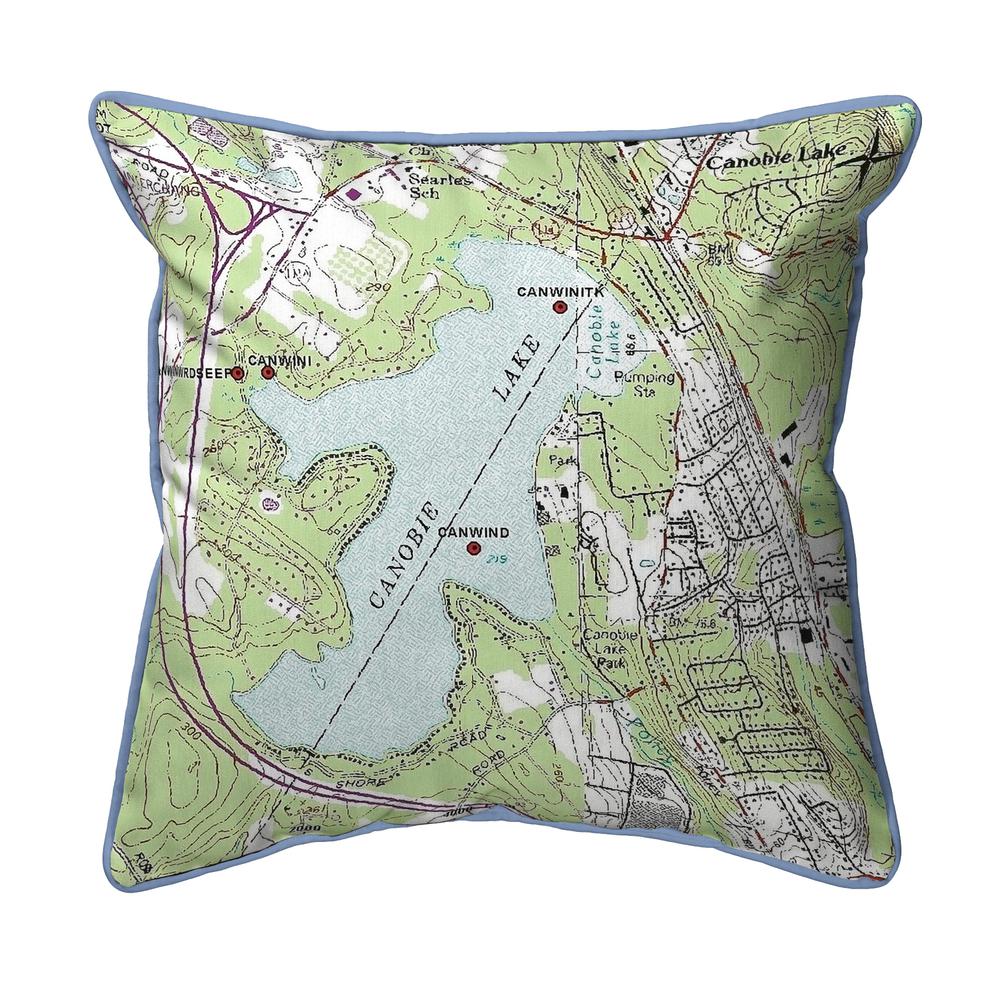 Canobie Lake, NH Nautical Map Extra Large Zippered Indoor/Outdoor Pillow 22x22. Picture 1