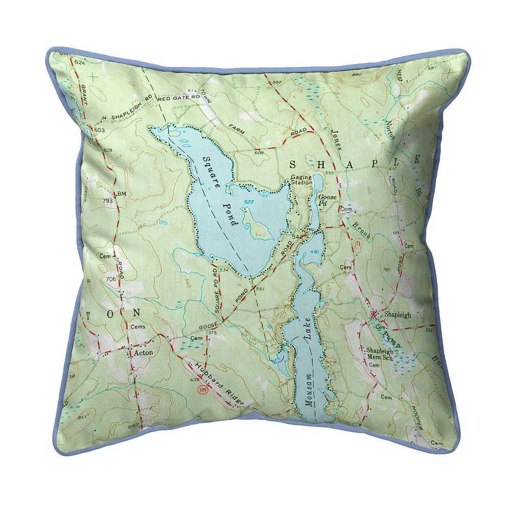 Square Pond, ME Nautical Map Extra Large Zippered Indoor/Outdoor Pillow 22x22. Picture 1