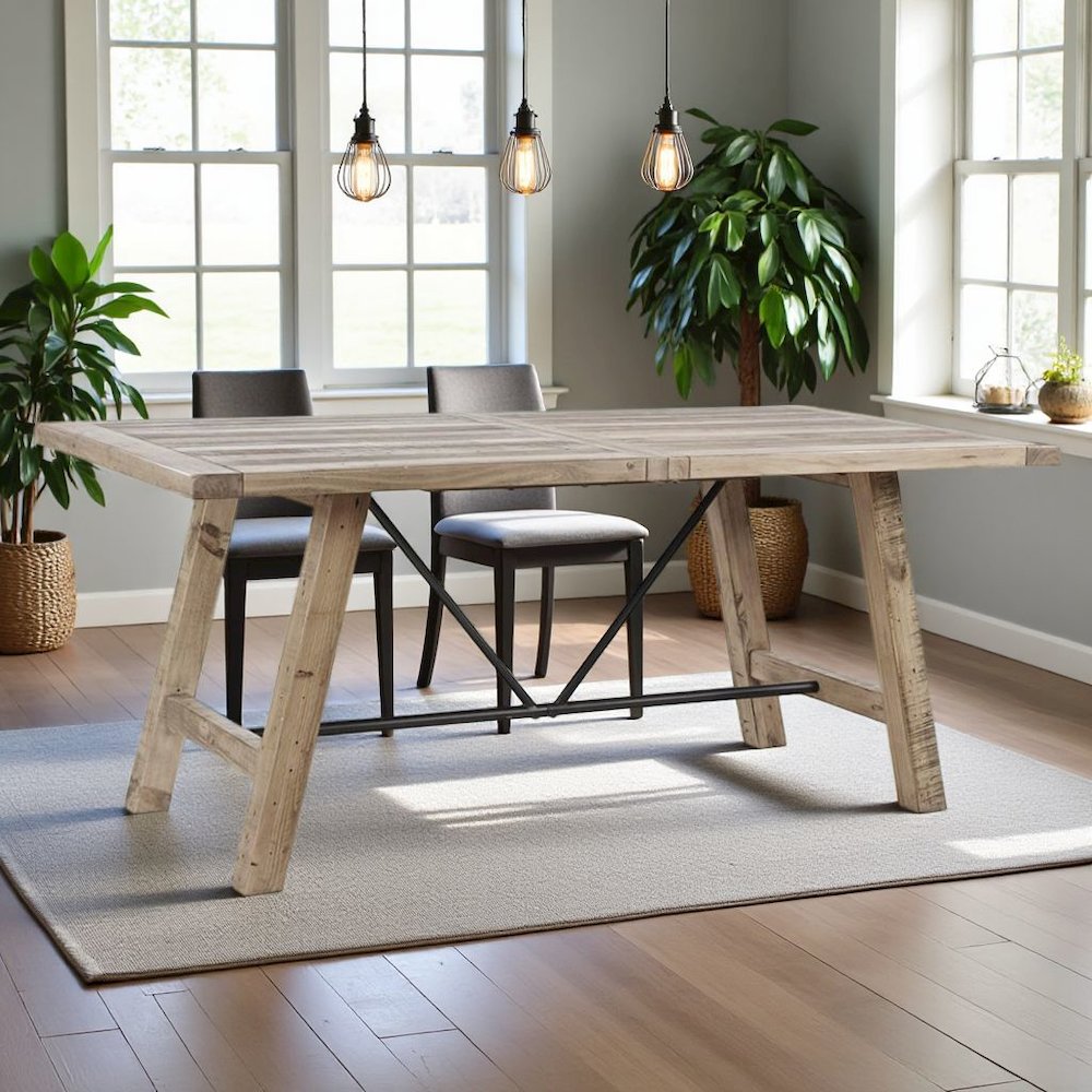 Solid Wood Rectangle Dining Table – Classic Dining Room Table for 6. Picture 2