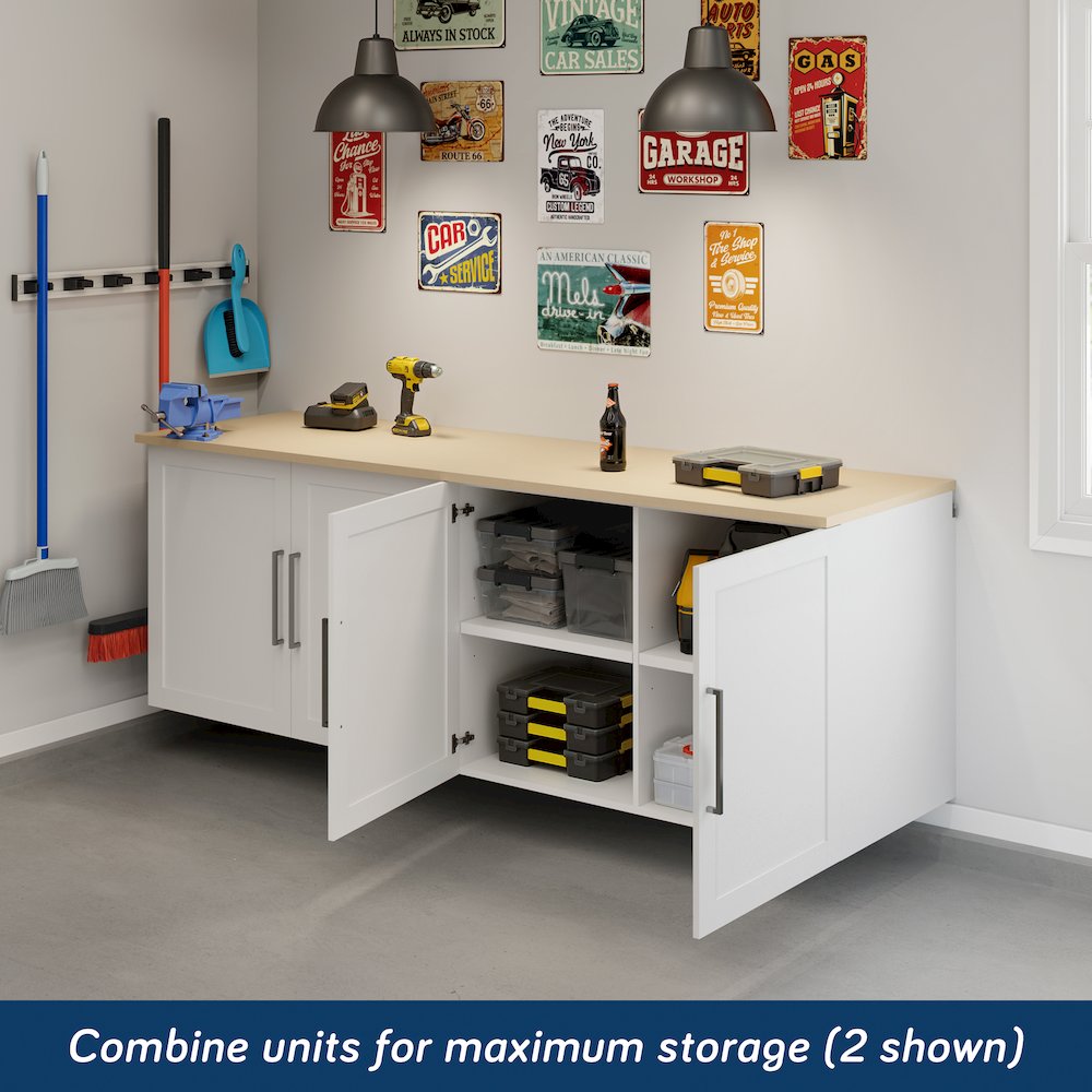 GarageCore Bundled Cabinet with MDF Top & Doors, White Finish. Picture 3