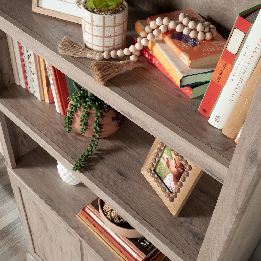 5-Shelf/Book Shelf 2-Door Bookcase, Laurel Oak Finish. Picture 10
