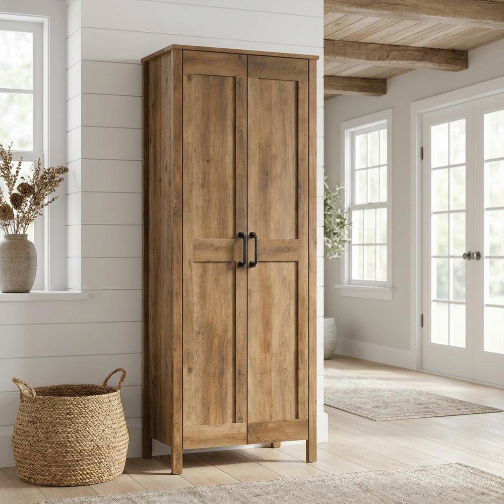 Rustic Pine Finish Storage Cabinet With Country Style And Sturdy Construction. Picture 2