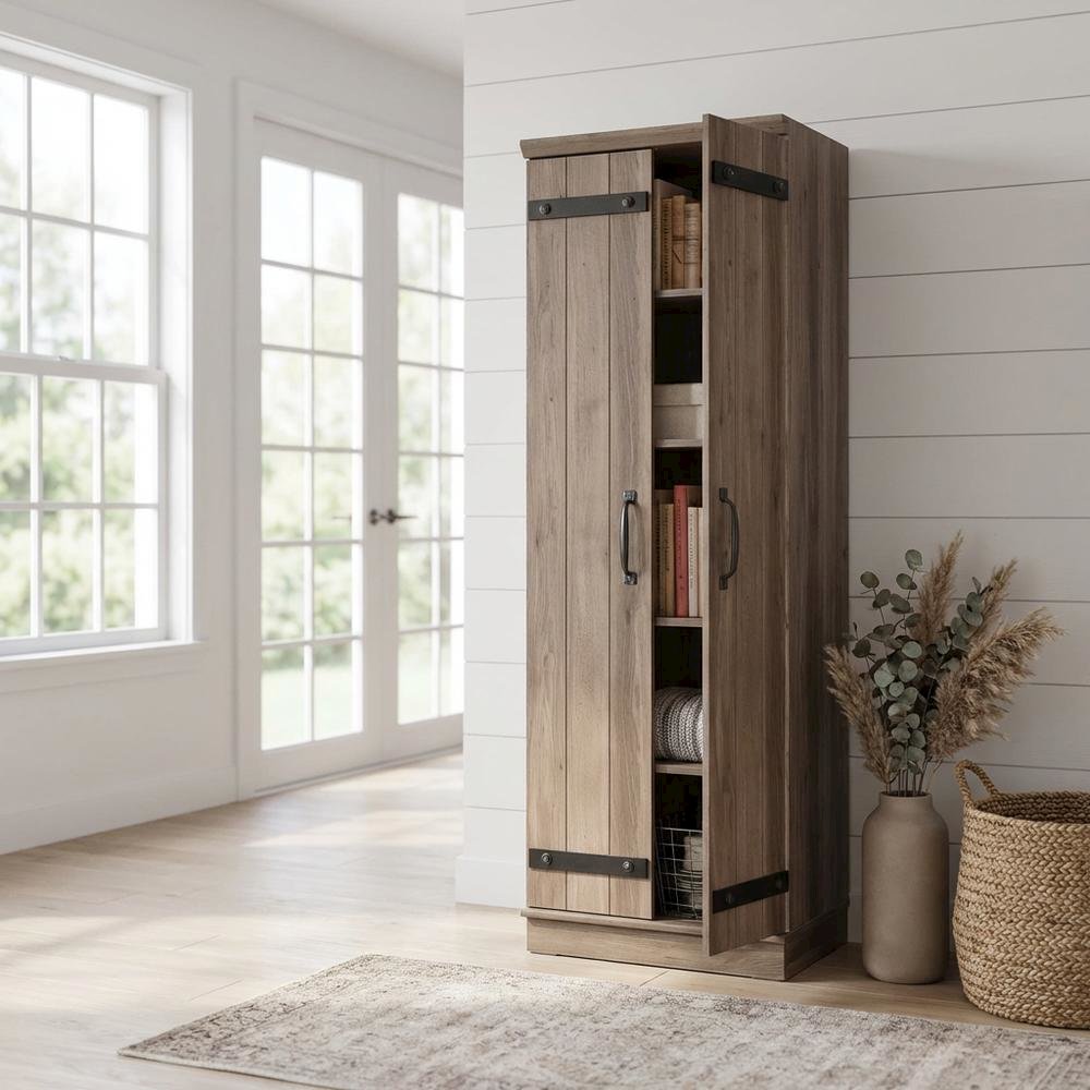 Storage Cabinet With Salt Oak Finish And Spacious Interior For Home Or Office. Picture 2