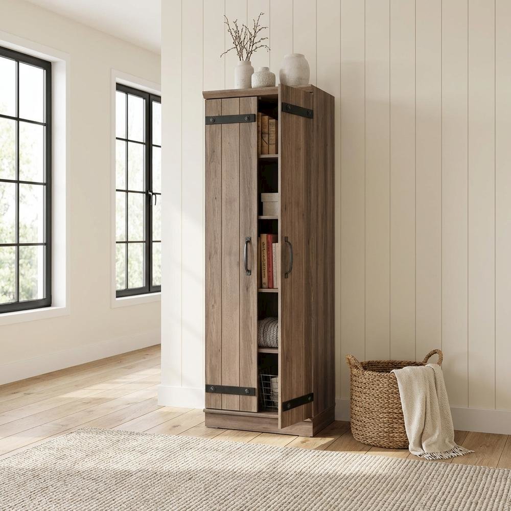 Storage Cabinet With Salt Oak Finish And Spacious Interior For Home Or Office. Picture 3