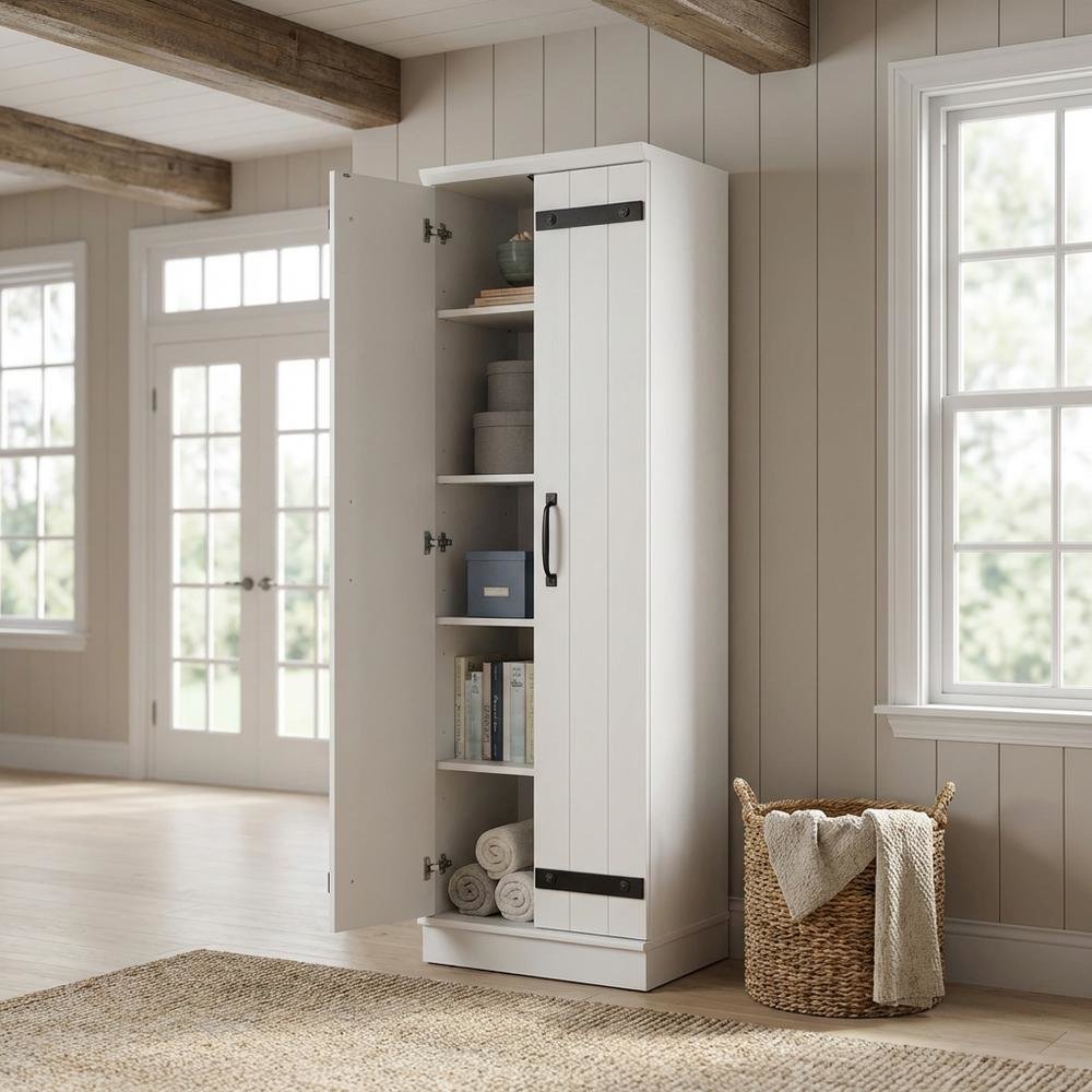 White Storage Cabinet With Soft Finish For Versatile Organization. Picture 2
