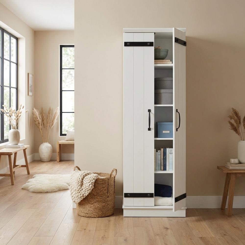 White Storage Cabinet With Soft Finish For Versatile Organization. Picture 3