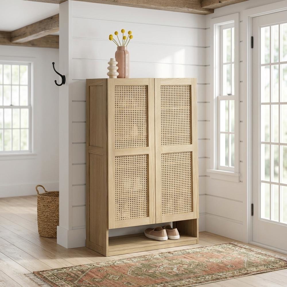 Bohemian Coastal Cottage Storage Cabinet In Ash Finish With Spacious Design. Picture 2