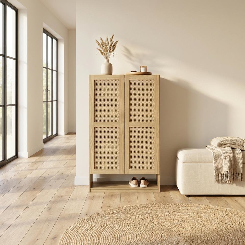Bohemian Coastal Cottage Storage Cabinet In Ash Finish With Spacious Design. Picture 3