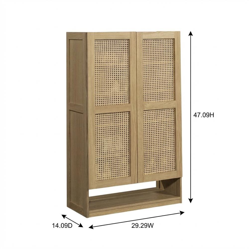 Bohemian Coastal Cottage Storage Cabinet In Ash Finish With Spacious Design. Picture 7