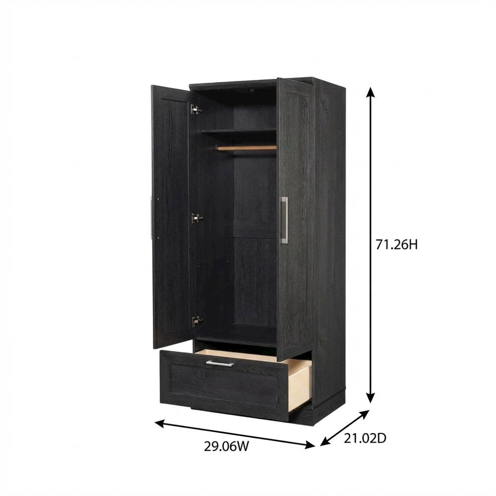 Raven Oak Storage Armoire With Contemporary Style And Spacious Design. Picture 7