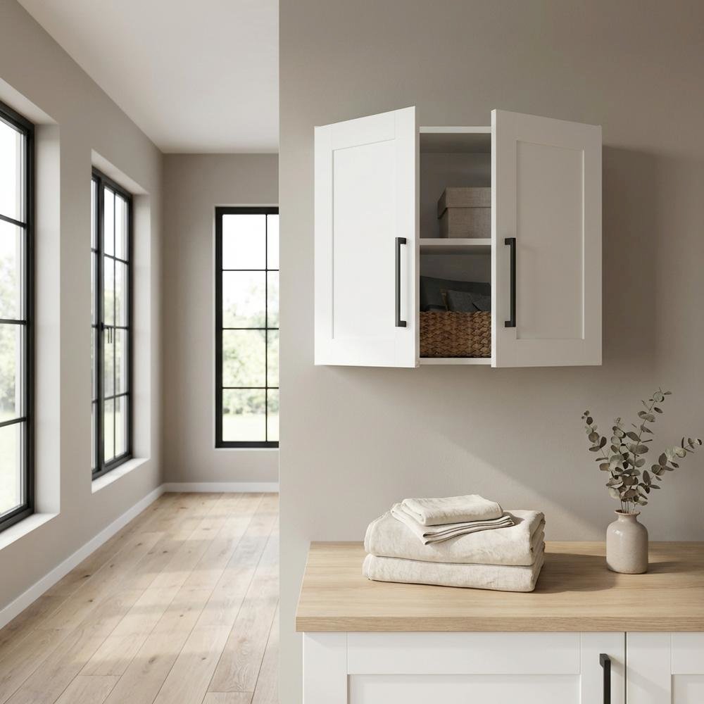 White Storage Cabinet With Soft Finish And Coastal Chic Style. Picture 3